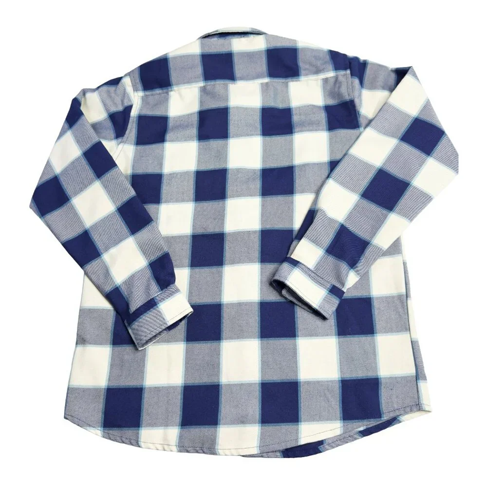 DIXXON DFC Youth Blue White Plaid Flannel Shirt Pearl Snap XL NWOT - Picture 2 of 10